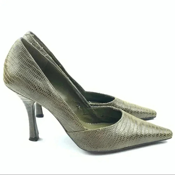 Bcbgeneration heels sz 6.5 36.5 Katchens green leather python print stilettos - Picture 12 of 12